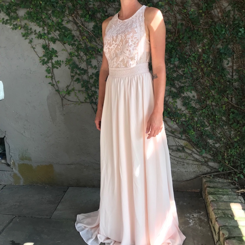 Lulu’s Forever and Always Blush Maxi Dress
